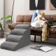 Gray 4-tier foam dog steps with non-slip surface, designed for easy pet access to sofas and beds.
